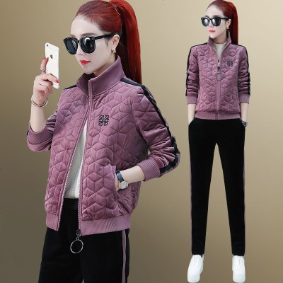 锋非凡 品牌运动套装女秋冬2020新款时尚加绒卫衣加厚外套冬季保暖