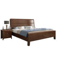 鑫星奈 XXN4022903 实木床简约1.2米单人床含一个床头柜 胡桃色