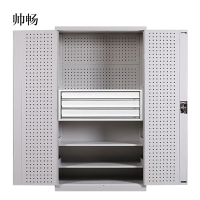 帅畅工具柜加厚铁皮储物柜工厂车间用带抽屉汽修多功能收纳柜通门内三抽柜灰白色