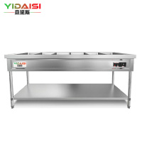 意黛斯保温售饭台商用电热汤池不锈钢食堂分餐台饭堂自助售菜餐车304款1.0mm厚含6大盒YDS-BWSFCK3-6610