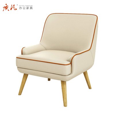 质凡沙发桌椅组合休息区洽谈接待休闲沙发 米色单人位