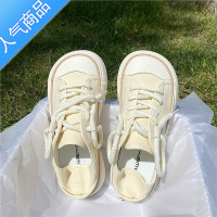 SUNTEK易少年 面包鞋厚底芒果头帆布鞋女ins超火百搭2023夏季新款学生潮