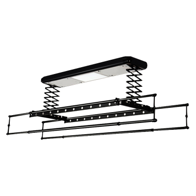 普利邦电动晾衣架家用智能晾衣机阳台全功能自动升降电动晾衣杆6003黑色2.4米四杆+12W照明+风干+消毒+烘干9横杆