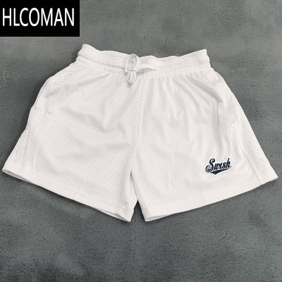 HLCOMANswish美式不过膝篮球短裤男运动训练复古四分网眼球裤印花