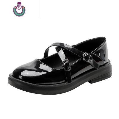 FISHBASKET小皮鞋女英伦风2020秋新款韩版百搭平底学院黑色玛丽珍JK单鞋女休闲鞋
