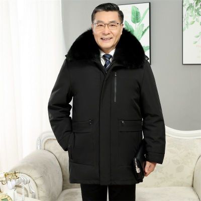 JPDUN吉普盾冬装可脱卸羽绒服男中长款爸爸装中老年外套