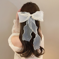 韩版超仙网纱蝴蝶结飘带发夹女后脑勺高级感头饰弹簧夹发卡发饰送女朋友老婆情人节七夕生日礼物