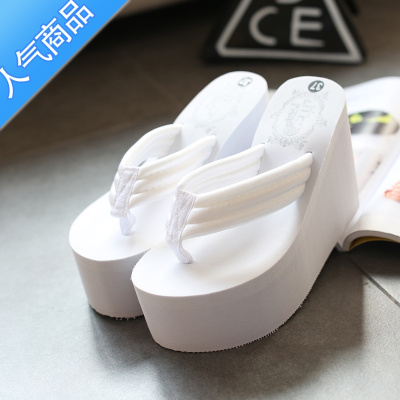 SUNTEK2023夏季人字拖女 超高跟11cm防滑厚底夹拖凉拖鞋松糕沙滩鞋坡跟