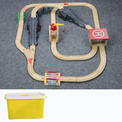 木头火车轨道木质轨道车玩具男孩电动木头小火车儿童火车轨道积木款3：灰色桥套装(纯轨道)