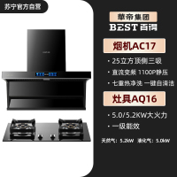 华帝百得(BEST)烟灶套装AC17+AQ16 25m³顶侧三吸油烟机1100Pa智能变频巡航5.2kW大火力天然气