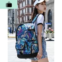 韩版双肩包女士旅行背包大容量电脑包帆布休闲初中学生书包男潮流NEW LAKE 大号875S树叶蓝
