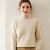 秋冬新款马鞍肩羊绒衫女针织打底长袖宽松半高领内搭保暖显瘦毛衣