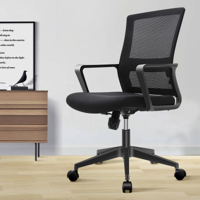 全简人体工学电脑椅职员办公椅转椅黑色网布升降可控椅子