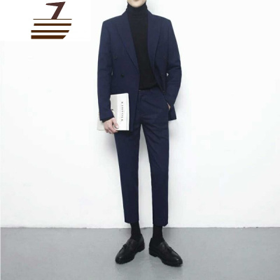 NEWLAKE东大西服套装男修身韩版双排扣英伦休闲小西装外套正装潮流帅气