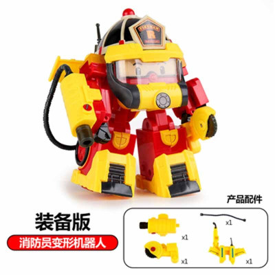 99-10-安巴变形警车波利机器人珀利警长停车场玩具罗伊消防车汽车救援队总部男孩消防员装备版