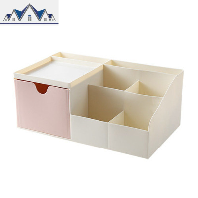 桌面化妆品收纳盒宿舍收纳架子办公桌抽屉式整理口红护肤品置物架 三维工匠