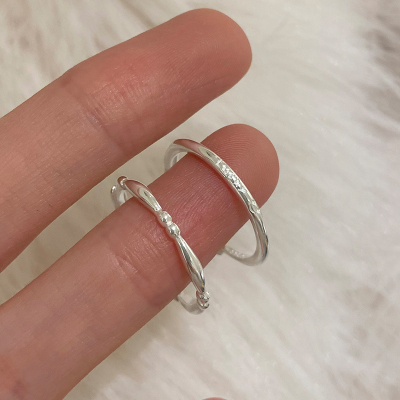 纯银极细素圈戒指女小众设计简约百搭高级感叠戴食指戒指环潮送女朋友老婆情人节七夕生日礼物