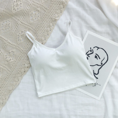 SUNTEK韩版V领美背打底抹胸短款大U型露背内搭学生吊带外穿背心女泫雅风