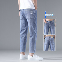 男士九分牛仔裤新疆棉浅色潮牌百搭修身休闲直筒9分裤883