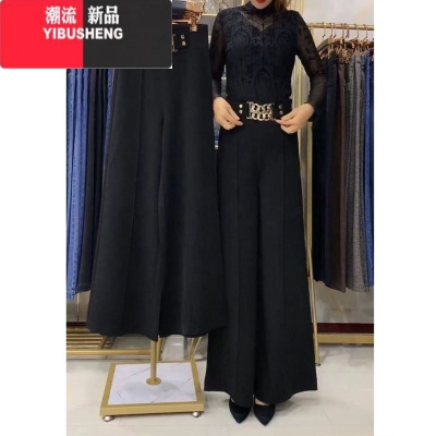 YIBUSHENG2024季新款高腰垂感百搭休闲裤女显瘦时尚宽松阔腿裤甩腿裤女