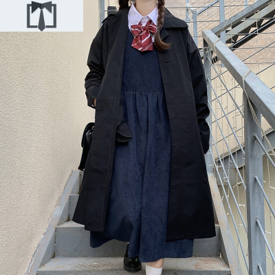SUNTEK风衣女2020新款秋冬中长款小个子英伦风韩版宽松百搭黑色学生外套风衣