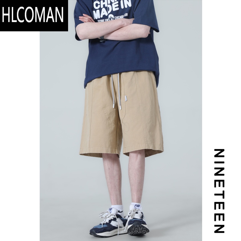 HLCOMAN十九秋/夏季新款日系工装短裤男生宽松cityboy阔腿直筒休闲五分裤