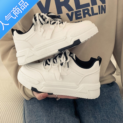 SUNTEK高颜值厚底小白鞋女2023夏季新款ins百搭圆头学生校园风休闲板鞋