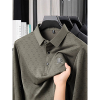 长袖休闲T恤高级感中年男士休闲商务polo衫衬衫领打底衫