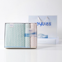 洁玉 欧洛2毛1浴三套巾礼盒 J0030-C 蓝粉色(1条蓝色毛巾+1条粉色毛巾+1条绿色浴巾)