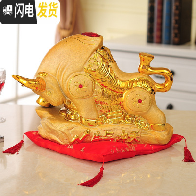 三维工匠金牛陶瓷存钱罐十二生肖牛储钱罐大号超大成人创意个性储蓄罐摆件 小号牛气冲天金牛(送红垫)