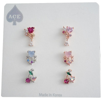 jda韩国精致小爱心樱桃彩光钻耳骨钉螺丝拧的旋转圆球堵粗针送女朋友老婆情人节七夕生日礼物