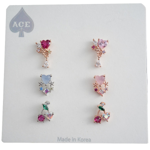 jda韩国精致小爱心樱桃彩光钻耳骨钉螺丝拧的旋转圆球堵粗针送女朋友老婆情人节七夕生日礼物