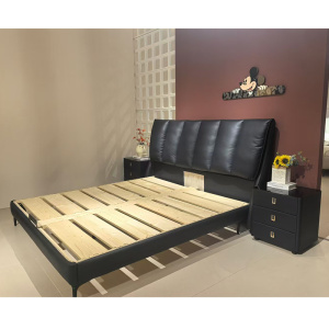 科朔真皮床现代简约皮床工厂展厅实拍轻奢风网红床915-1