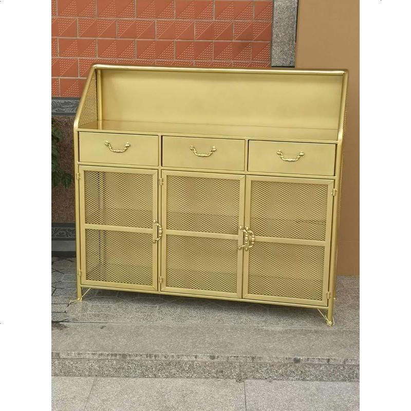 工业风餐边柜餐厅铁艺茶水柜碗柜简约酒吧复古做旧储物收纳柜