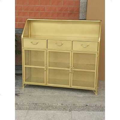 工业风餐边柜餐厅铁艺茶水柜碗柜简约酒吧复古做旧储物收纳柜