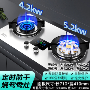 新飞燃气灶双灶煤气灶单灶具5.2KW大火力双眼灶家用嵌入式台式煤气炉不锈钢鸳鸯猛火灶灶台天然气灶