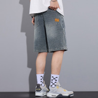 夏季新款星空纹男士牛仔短裤薄款透气系绳宽松运动街潮流行沙滩裤