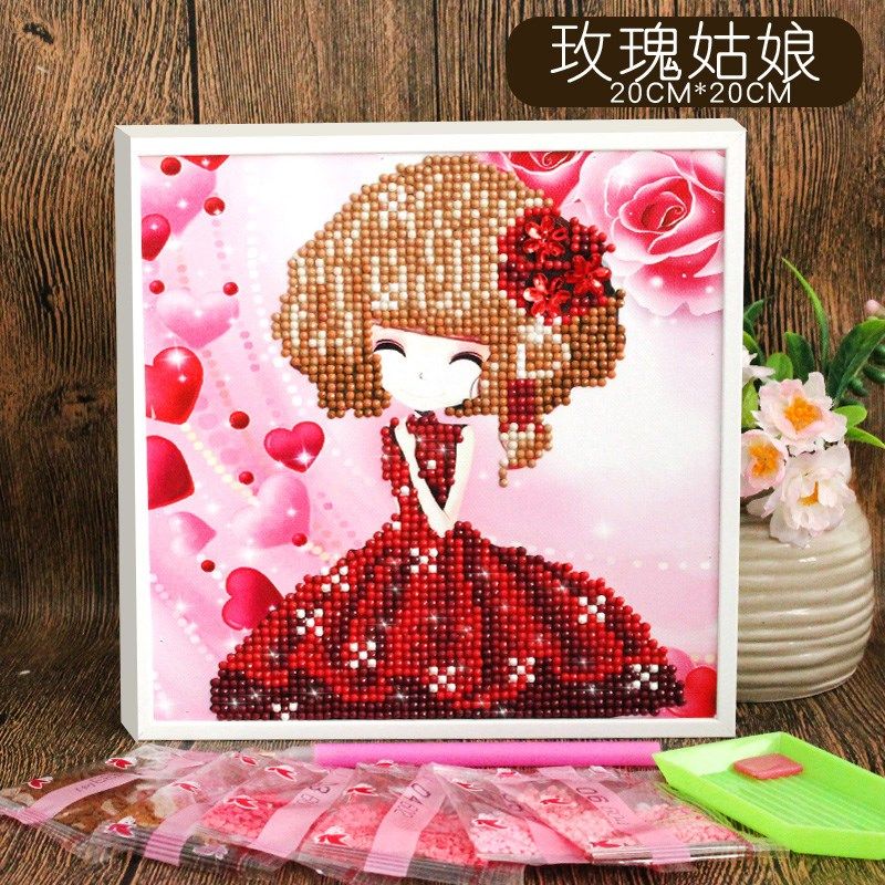 小班材料包儿童工的幼儿园制作钻石全套工具做手儿童贴画 玫瑰姑娘(2个9折,3个8折)