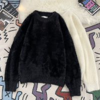 冬季新款毛衣男慵懒风宽松圆领套头青少年百搭时尚针织衫上衣男装