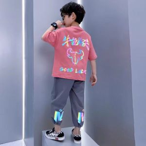 儿童装男童夏装套装新款夏季男孩中大童薄款夏款运动酷帅气潮