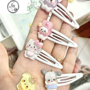 JiMi可爱三丽鸥透明bb夹帕恰狗库洛米ins卡通发夹学生少女心刘海夹子 每款各1个共5个