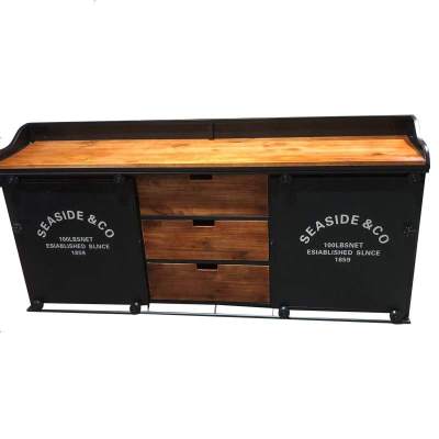 loft储物柜陈列茶水台复古工业风餐厅酒店备餐柜餐边柜斗柜收纳柜