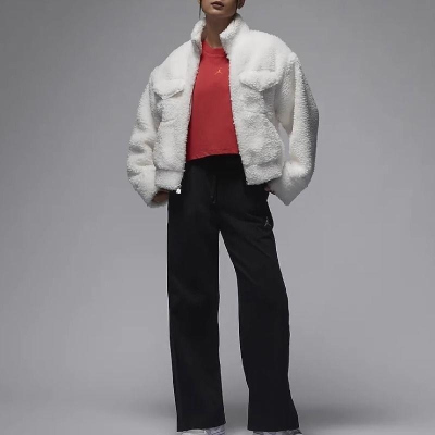 NIKE耐克外套运动休闲仿羊羔毛立领女装夹克FD7169-133 D