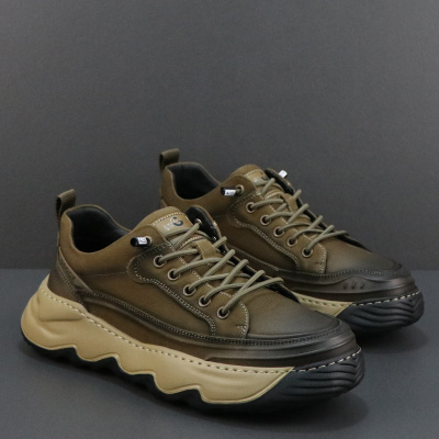 男士头层牛皮运动休闲鞋厚底板鞋男款2026春季新款欧洲站复古男鞋