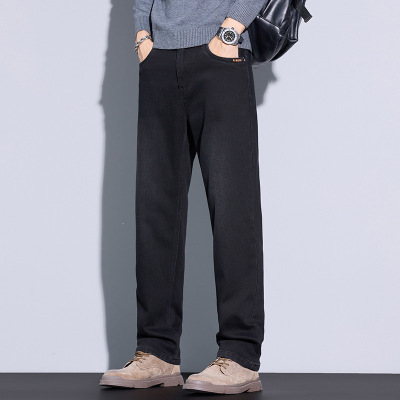 轻奢高端商务牛仔裤大码男四季新款弹力宽松休闲日常通勤直筒长裤