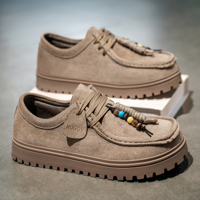 秋季新款潮流勃肯复古圆头时尚男士简约轻便个性套脚休闲鞋