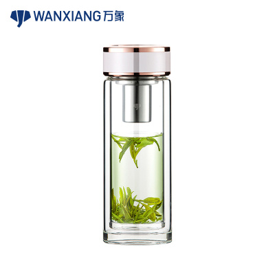 万象双层玻璃泡茶杯男女士新品加厚简约高档时尚家用办公便携杯子