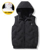 羽绒马甲男秋冬季男士白鸭绒连帽男短款青年外套保暖无袖坎肩马夹