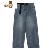 YANXUF383 2021AW 国潮水洗染色宽松大腰直筒牛仔裤男女同款ins风