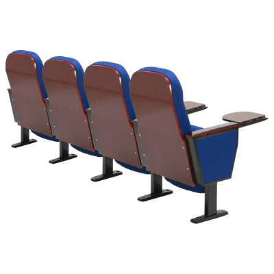 臻远ZY-LTY-24礼堂椅剧院椅会议室塑壳椅子蓝色带前写字板四人位